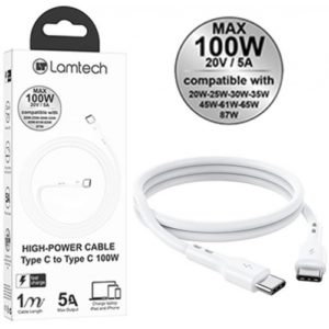 LAMTECH CABLE TYPE C TO TYPE C 100W FAST CHARGE 1M LAM023657