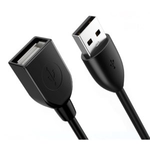 CABLETIME καλώδιο USB 2.0 αρσενικό σε θηλυκό C160, 3A, 1m, μαύρο 5210131038666.