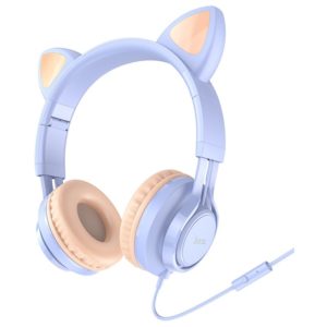 Ακουστικά Stereo Hoco W36 Cat ear με Μικρόφωνο 3.5mm Γαλάζιο.