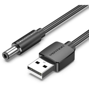 VENTION USB to DC 5.5mm Barrel Jack Power Cable 1M Black Tuning Fork Type (CEYBF).