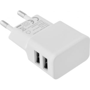 LAMTECH TRAVEL WALL CHARGER 2.4A WITH 2xUSB WHITE LAM020694