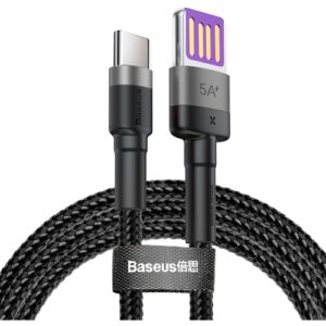 Baseus Cafule Braided USB 2.0 Cable USB-C male - USB-A male Μαύρο 1m (CATKLF-PG1)