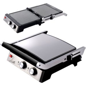LIFE THE GRILLFATHER CONTACT GRILL WITH REVERSIBLE MARBLE PLATES GRILL/GRIDDLE, 2000W LIFE.( 3 άτοκες δόσεις.)