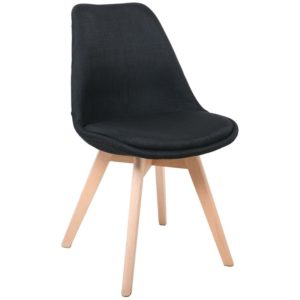 MARTIN Καρέκλα Οξιά Φυσικό, Ύφασμα Μαύρο, Αμοντάριστη Ταπετσαρία 49x57x82cm ΕΜ136,24F (Σετ 4τεμ.).( 3 άτοκες δόσεις.)