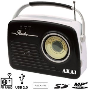 Akai APR-11B Ρετρό φορητό ραδιόφωνο με USB, κάρτα SD και Aux-In.( 3 άτοκες δόσεις.)