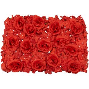 GloboStar 78310 Συνθετικό Πάνελ Λουλουδιών - Κάθετος Κήπος Τριαντάφυλλο - Ορτανσία Μ60 x Υ40 x Π7cm.