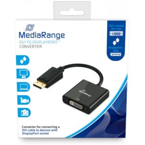 Καλώδιο MediaRange DVI to DisplayPort converter, gold-plated, DVI-I socket (24+5 Pin)/DP plug, 15cm, black (MRCS174).