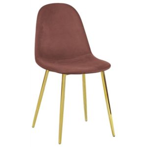 CELINA Καρέκλα Χρώμιο Χρυσό, Velure Antique Pink 45x54x85cm ΕΜ907,2GV (Σετ 4τεμ.).( 3 άτοκες δόσεις.)