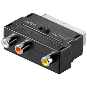 Adaptor Scart αρσ. σε 3 RCA θηλ. Με διακόπτη In/Out.
