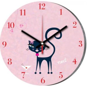 Νext ρολόι Ø31εκ. ροζ γάτα.