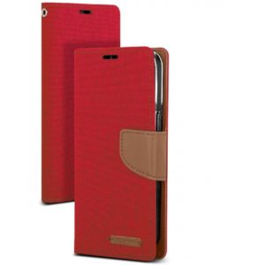 Θήκη Book Goospery Canvas Diary για Apple iPhone 13 Mini Κόκκινο - Καφέ.
