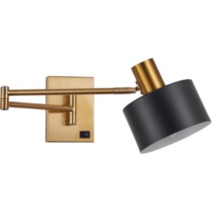 Home Lighting SE21-GM-52-MS1 ADEPT WALL LAMP Gold Matt Wall lamp with Switcher and Black Metal Shade 77-8366( 3 άτοκες δόσεις.)