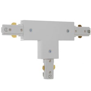 Διφασικός Connector 3 Καλωδίων Συνδεσμολογίας Ταφ (Τ) για Λευκή Ράγα Οροφής GloboStar 93131.