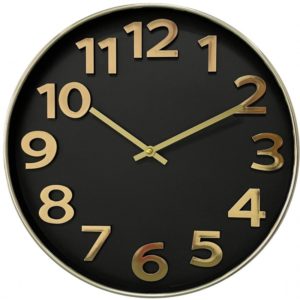 ArteLibre Ρολόι Τοίχου Μαύρο/Χρυσό Πλαστικό Φ36x4.2cm.