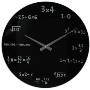 Ρολόι τοίχου γυάλινο μαύρο mathematic Ø35εκ..
