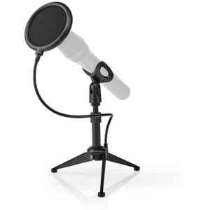 NEDIS MPST01BK Microphone Table Tripod Adjustable Height Pop Filter 2 Holders In NEDIS.