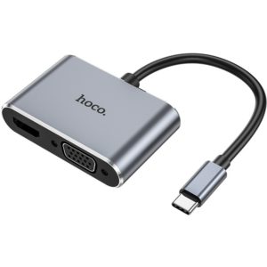 Hub USB-C Hoco HB29 Easy-Lead με HDMI 4K 30Hz και VGA 1080P 1.5m Γκρι.