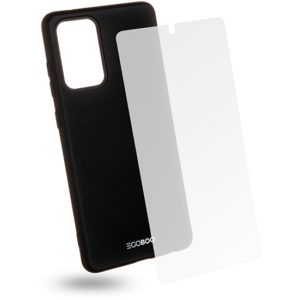 EGOBOO Tempered Glass + Case Rubber TPU Black (Samsung A72)