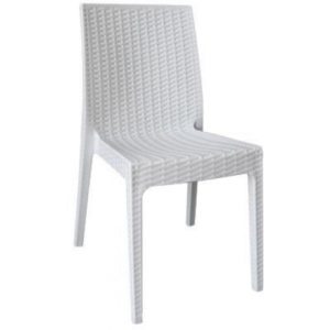 DAFNE Καρέκλα Τραπεζαρίας Κήπου Στοιβαζόμενη, PP Rattan Look UV Protection, Άσπρο 46x55x85cm Ε328,1.