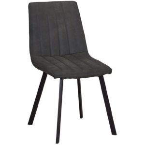 BETTY Καρέκλα Μέταλλο Βαφή Μαύρο, Ύφασμα Suede Ανθρακί 45x60x87cm ΕΜ791,1 (Σετ 4τεμ.).( 3 άτοκες δόσεις.)