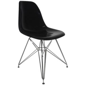 ART Καρέκλα Tραπεζαρίας Κουζίνας Μέταλλο Χρώμιο - PP Μαύρο 46x55x82cm ΕΜ124,22P (Σετ 4τεμ.).( 3 άτοκες δόσεις.)