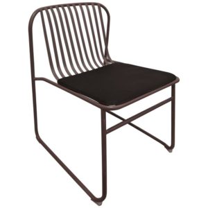 STRIPE Καρέκλα Κήπου Βεράντας, Μέταλλο Βαφή Sand Brown, Μαξιλάρι PU Μαύρο 52x59x77cm Ε540,3.( 3 άτοκες δόσεις.)