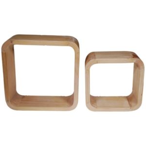 Ράφια τοίχου-κύβοι σετ 2 τεμ. από ξύλο μασίφ (Υ32,5x32x12εκ. - Υ25x25x12εκ.).( 3 άτοκες δόσεις.)