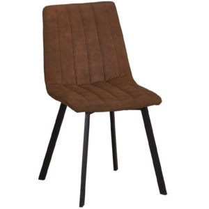 BETTY Καρέκλα Μέταλλο Βαφή Μαύρο, Ύφασμα Suede Καφέ 45x60x87cm ΕΜ791,2 (Σετ 4τεμ.).( 3 άτοκες δόσεις.)