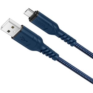 Καλώδιο σύνδεσης Hoco X59 Victory USB σε Micro USB 2.4A με Εύκαμπτο Βύσμα και Braided Καλώδιο Μπλέ 1m.