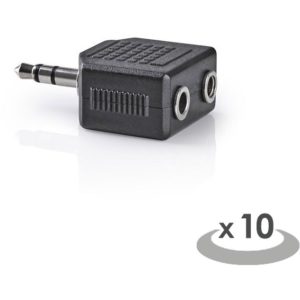 NEDIS CAGP22945BK Stereo Audio Adapter 3.5 mm Male - 2x 3.5 mm Female 10 pieces NEDIS.
