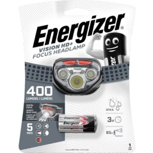 Φακός Κεφαλής Energizer Vision HD+ Focus IPX4 3 LED 400 Lumens με Μπαταρίες AAA 3 Τεμ. Γκρί.
