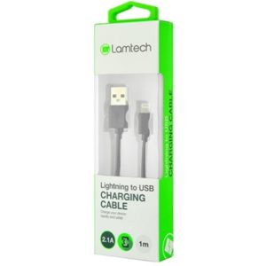 LAMTECH CHARGING CABLE iPhone 5/6/7 1m BLACK LAM444519