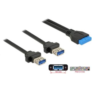 DELOCK καλώδιο USB 3.0 19 pin header (F) σε 2x USB 3.0 (F) 85244, 80cm 85244.