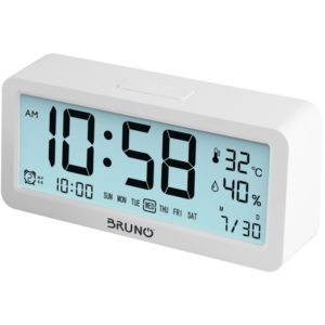 BRUNO ξυπνητήρι BRN-0062 με μέτρηση θερμοκρασίας και υγρασίας, λευκό BRN-0062.