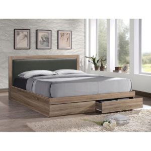 LIFE Κρεβάτι Διπλό Sonoma με 2 Συρτάρια για Στρώμα 160x200cm, Κεφαλάρι Pvc Σκούρο Γκρι 171x207x92cm ΕΜ371,3.( 3 άτοκες δόσεις.)