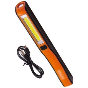 Φορητός Φακός Επαναφορτιζόμενος με Μπαταρίες PEN COB LED και Φορτιστή USB Πορτοκαλί Χρώμα GloboStar 07012.