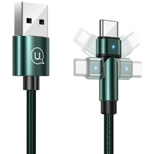 USAMS καλώδιο USB-C σε USB SJ477, περιστρεφόμενο βύσμα, 2A, 1m, πράσινο SJ477USB02.