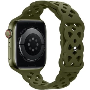 Watchband Hoco WA09 Flexible Rhombus Hollow 38/40/41mm για Apple Watch 1/2/3/4/5/6/7/8/SE Olive Green Silicon Band.