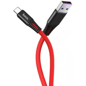 Καλώδιο σύνδεσης Κορδόνι Hoco X22 USB σε USB-C Fast Charging 5.0A Μαύρο - Κόκκινο 1m.