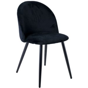 BELLA Καρέκλα Tραπεζαρίας, Μέταλλο Βαφή Μαύρο, Ύφασμα Velure Απόχρωση Μαύρο 50x56x80cm ΕΜ759,4 (Σετ 4τεμ.).( 3 άτοκες δόσεις.)
