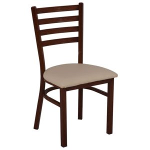 NATURALE Καρέκλα Τραπεζαρίας Κουζίνας, Μέταλλο Βαφή Καρυδί, PU Μπεζ 43x46x85cm Ε5163,1 (Σετ 4τεμ.).( 3 άτοκες δόσεις.)