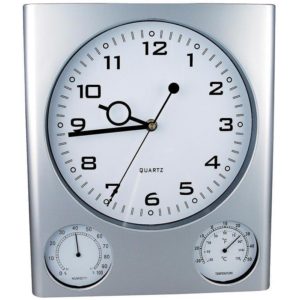 Ρολόι τοίχου θερμόμετρο-υγρόμετρο λευκό καντράν 27.5x32x2,5εκ..