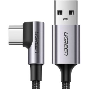 Ugreen Angle (90°) / Braided USB 2.0 Cable USB-C male - USB-A male Μαύρο 1m (50941).
