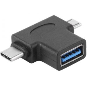 POWERTECH αντάπτορας USB 3.0 (F) σε USB-C & Micro USB CAB-U117, μαύρος CAB-U117.
