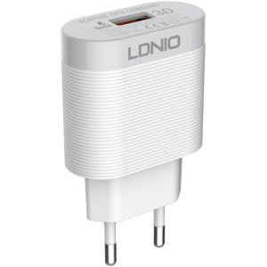 Ldnio Φορτιστής με Θύρα USB-A και Καλώδιο MicroUSB 18W Quick Charge 3.0 Λευκός (A303QMICRO) (LDIA303QMICRO).