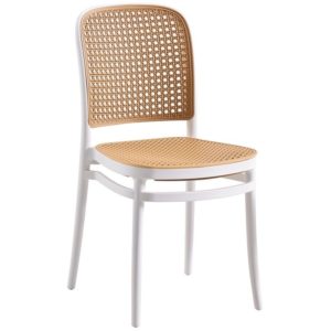 FLORENCE Καρέκλα PP Άσπρο, PP rattan Μπεζ 41x41x83cm Ε387,1.