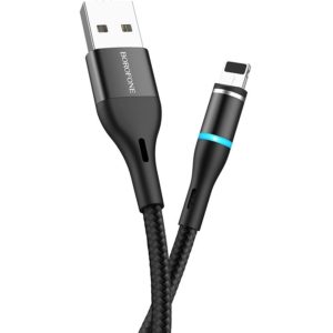 Καλώδιο σύνδεσης Borofone BU16 Skill USB σε Lightning με Μαγνητικό Αποσπώμενο Βύσμα Μεταλλικό Μαύρο 1μ.