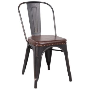RELIX Καρέκλα-Pro, Μέταλλο Βαφή Antique Black, Pu Σκούρο Καφέ 45x51x82cm Ε5191Ρ,10.( 3 άτοκες δόσεις.)
