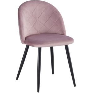 BELLA Καρέκλα Τραπεζαρίας, Μέταλλο Βαφή Μαύρο, Ύφασμα Velure Απόχρωση Dirty Pink 50x56x80cm ΕΜ759,1 (Σετ 4τεμ.).( 3 άτοκες δόσεις.)