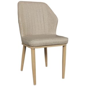 DELUX Καρέκλα Μέταλλο Βαφή Φυσικό, Linen PU Μπέζ 49x51x89cm ΕΜ156,2 (Σετ 6τεμ.).( 3 άτοκες δόσεις.)